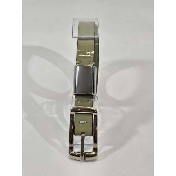 Armani Collezioni Italian Leather Belt Sage Green Silver Buckle Women's 46 EUC - Picture 2 of 7